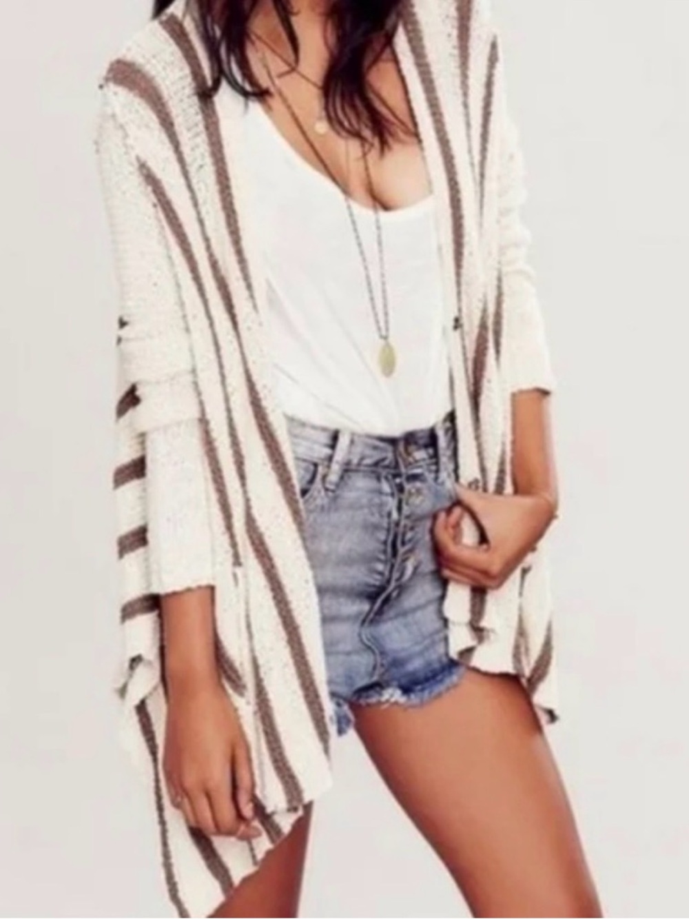 FREE PEOPLE Circle Back Cardi Poetcore Oversized Striped Artisanal Slouchy Knit